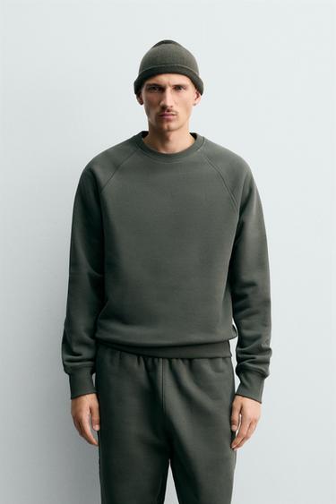 RELAXED FIT CREW NECK SWEATSHIRT - Mid-green by Zara