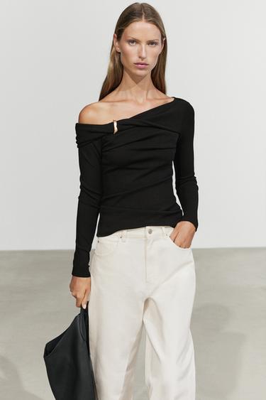 Long sleeve top with metallic detail — Black 2