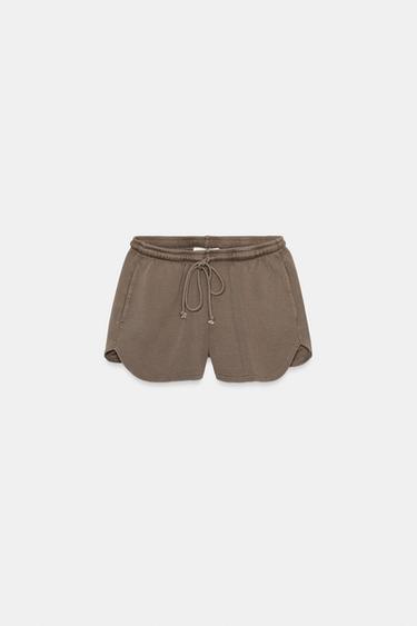 SHORTS EFECTO LAVADO - Marrón / Topo de Zara - Imagen 0