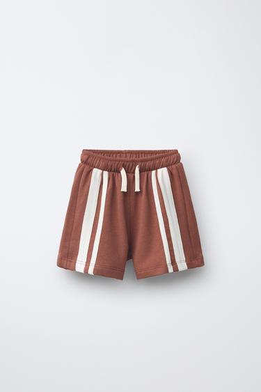 BERMUDA SHORTS WITH SIDE STRIPES - Brick by Zara