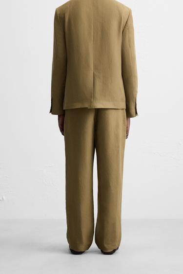 PANTALON DE COSTUME LYOCELL - LIN - Vert olive de Zara - Image 2