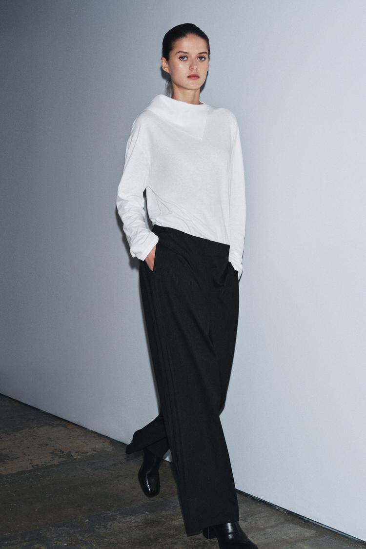 PINSTRIPE PLEATED PANTS ZW COLLECTION