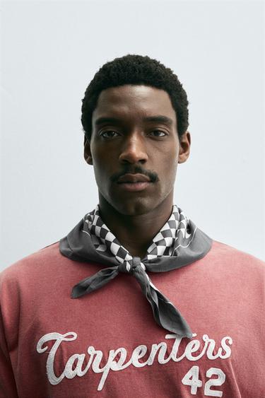 Zara CHECKERED PRINT BANDANA - Dark gray - Image 0