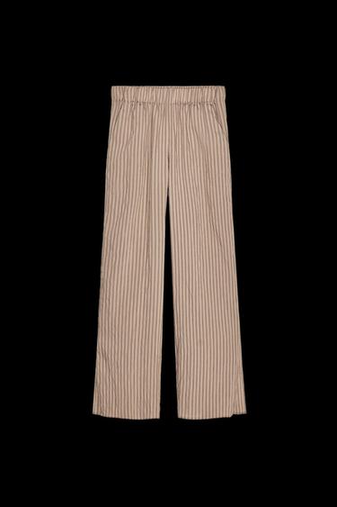 ZW COLLECTION STRIPED PYJAMA BOTTOMS - Light brown by Zara - Image 0