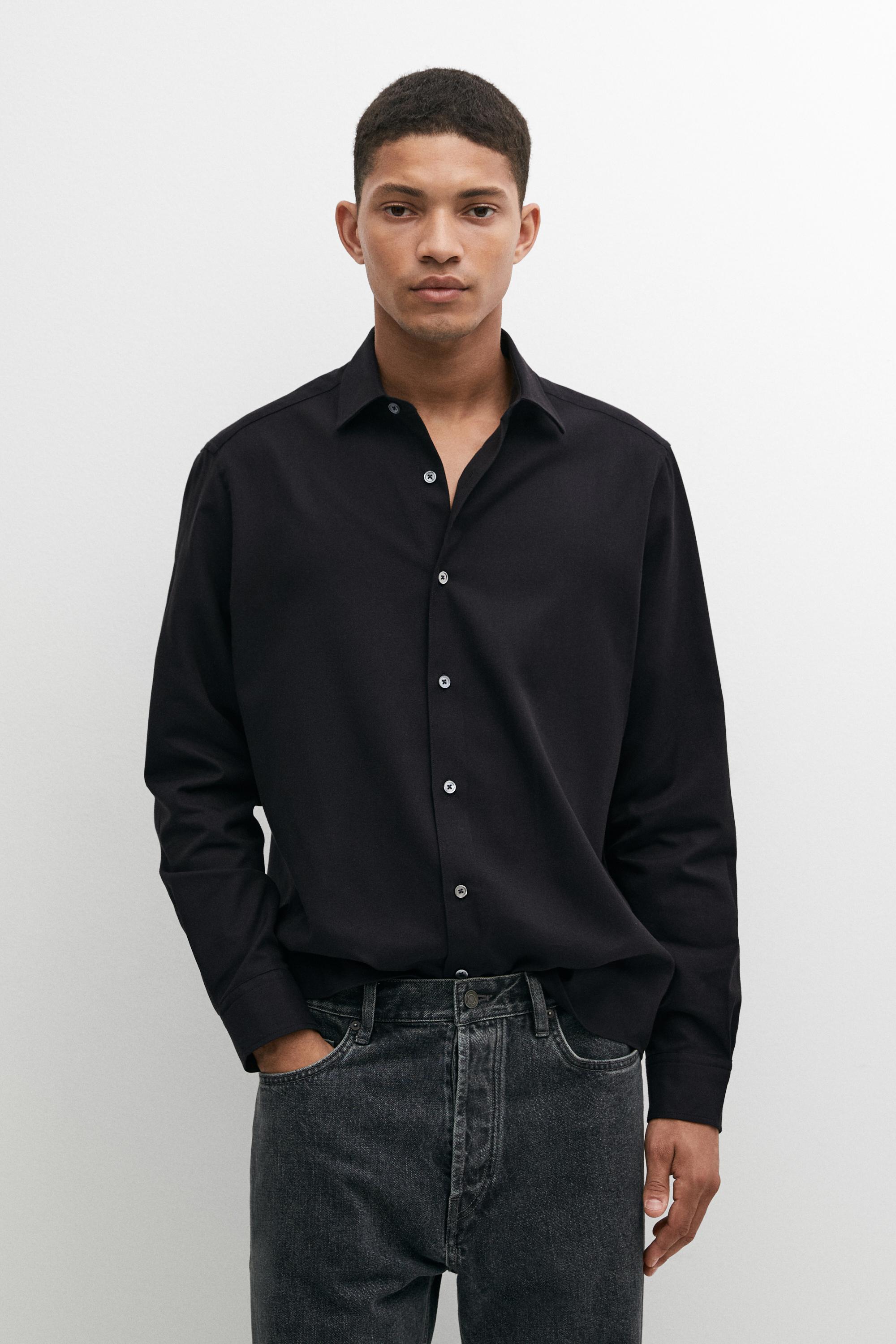 100% Cotton Twill Regular Fit Shirt — Navy blue