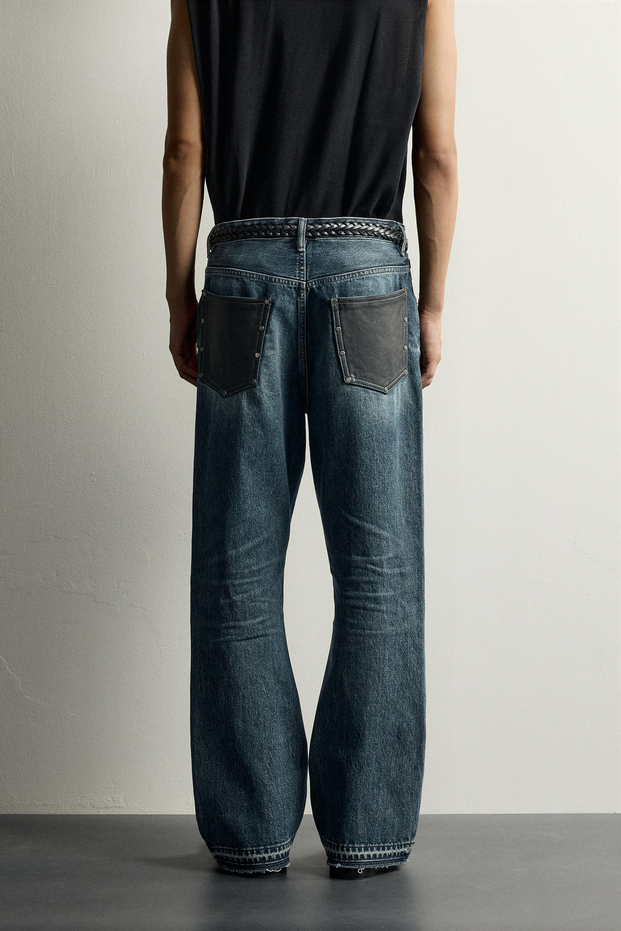 Мужские джинсы Zara CONTRASTING POCKET FLARE JEANS — фото 3