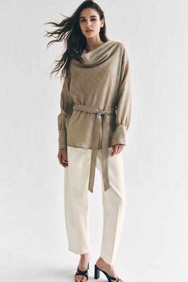 CAMISA RÚSTICA CINTURÓN - Tostado de Zara
