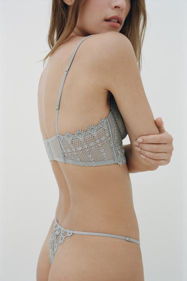 UNDERWIRED GUIPURE BRALETTE - Grey by Zara