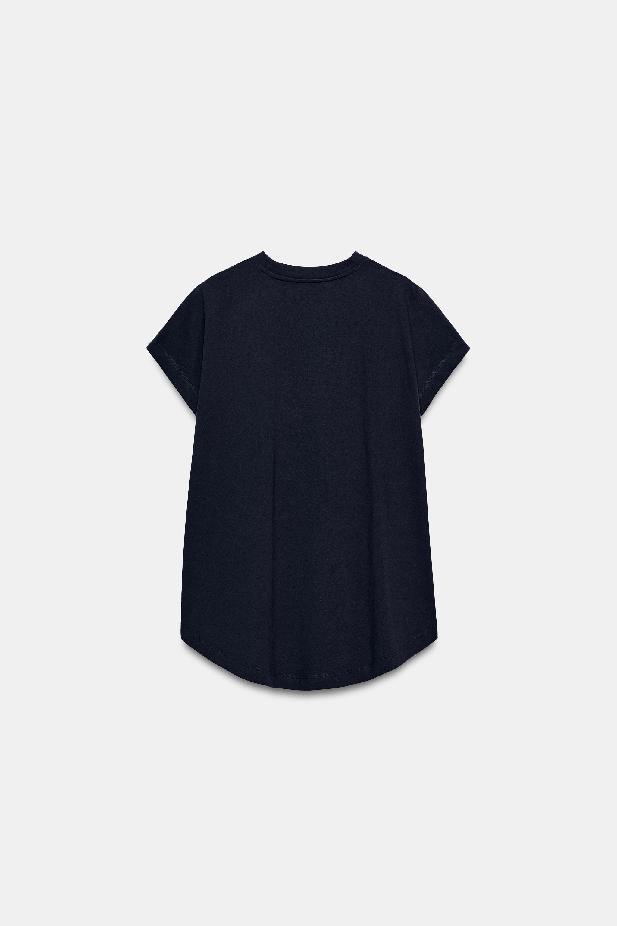 Zara ASİMETRİK PAMUKLU T-SHIRT görsel 6