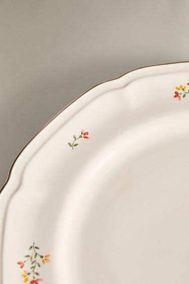 ASSIETTE PLATE PORCELAINE IMPRIMÉ FLEUR - Crème de Zara - Image 4