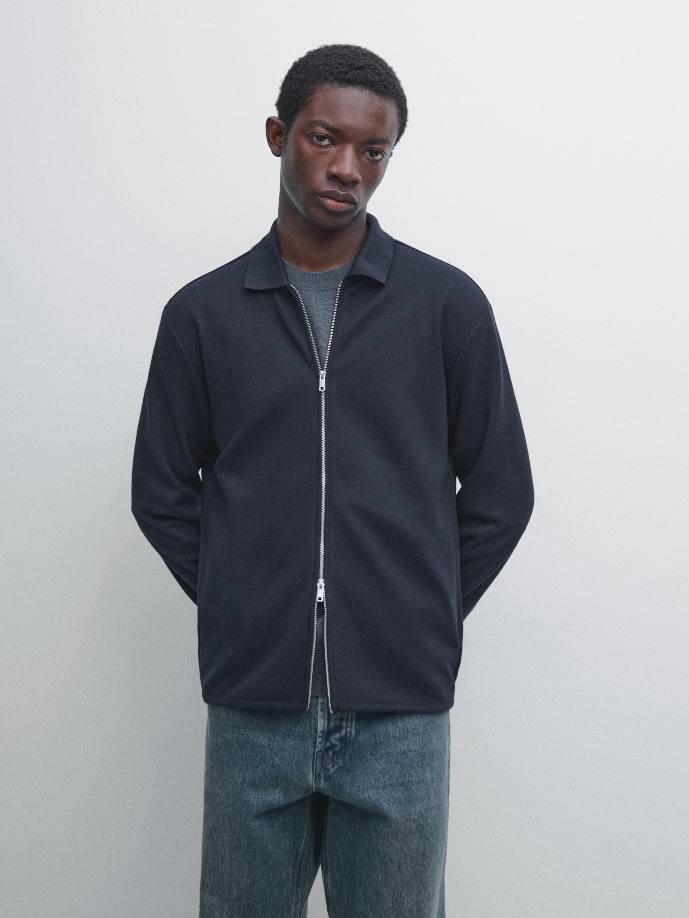 Zip-up jacket with collar detail