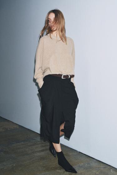 ZW COLLECTION ЗДОЛНИШТЕ СО ДРАПИРАНИ ЏЕБОВИ - Црна од Zara