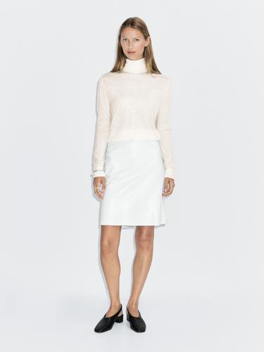 Zara High neck wool blend sweater - Ecru