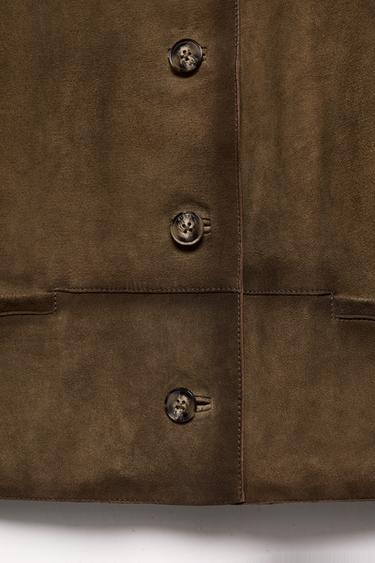 BLOUSON EN CUIR 100% ZW COLLECTION ÉDITION LIMITÉE - Vert olive de Zara - Image 6