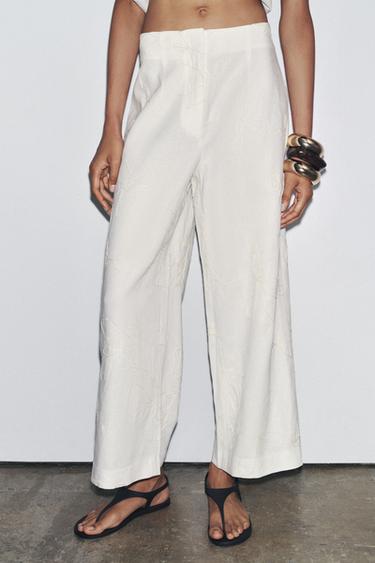 PANTALON CULOTTE BRODÉ ZW COLLECTION - Écru de Zara - Image 1