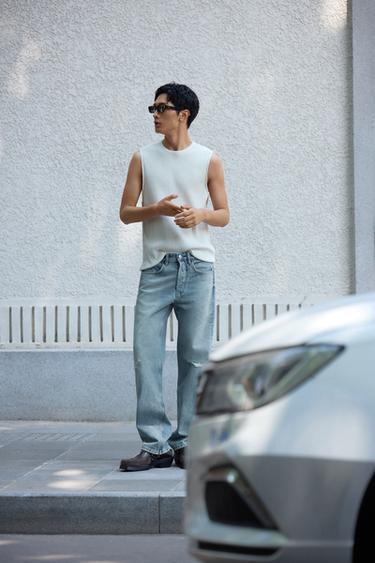 RIPPED REGULAR STRAIGHT-LEG JEANS - Light blue by Zara