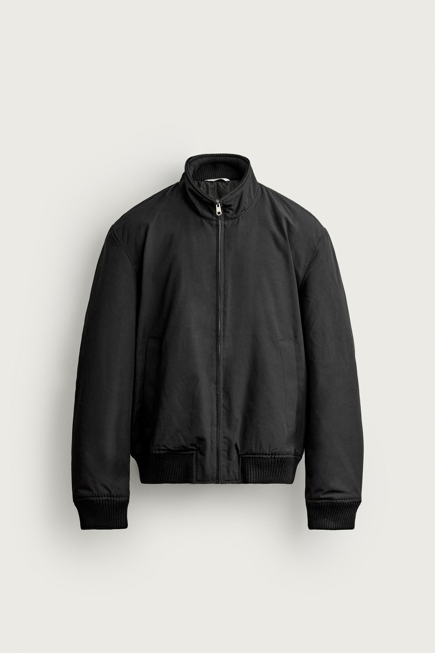 Мужская куртка Zara Quilted Regular Fit Bomber, цвет: Чёрный — фото 7