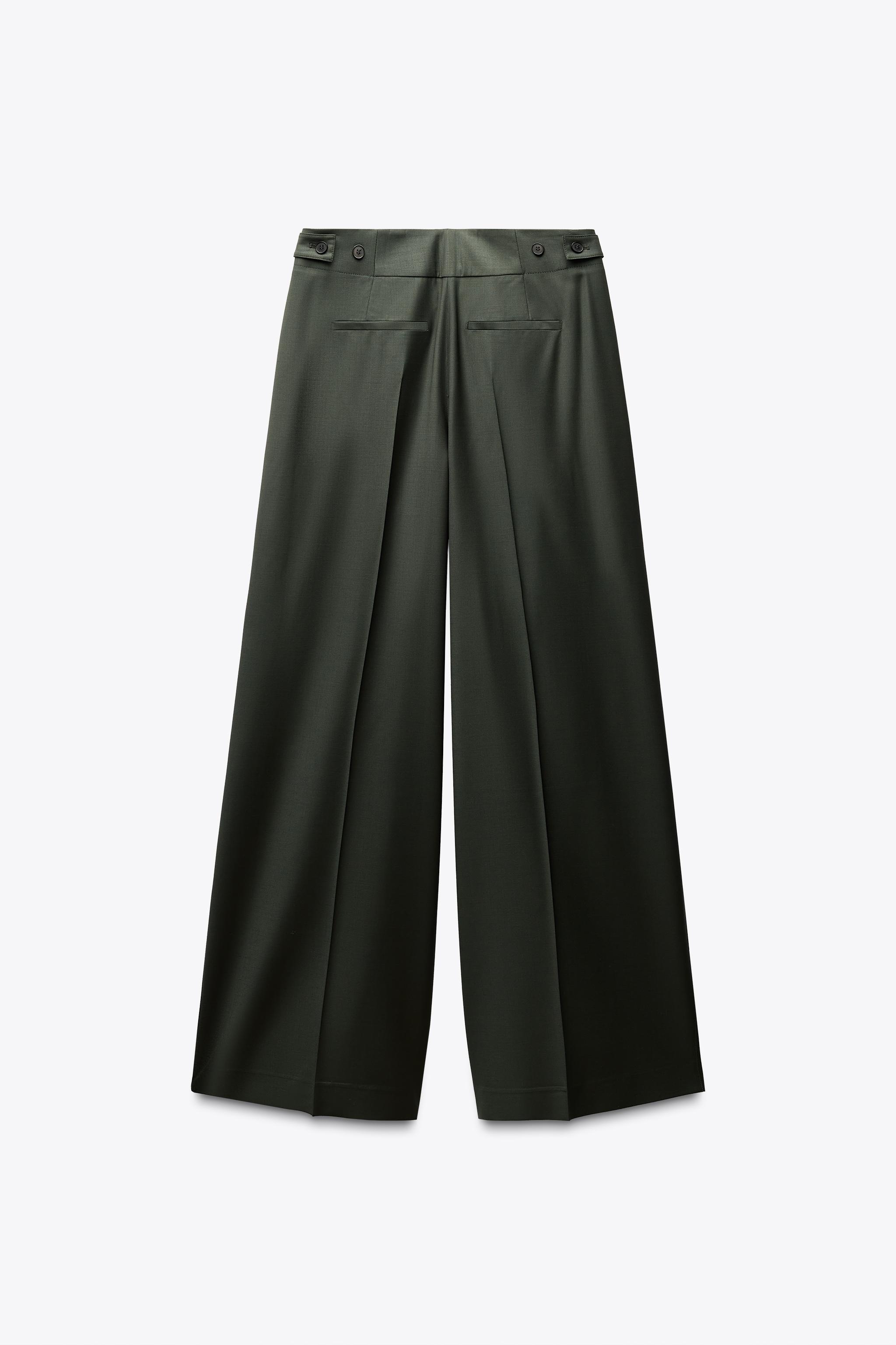 ZW COLLECTION ウール混紡ダーツ入りパンツ - ハンティング