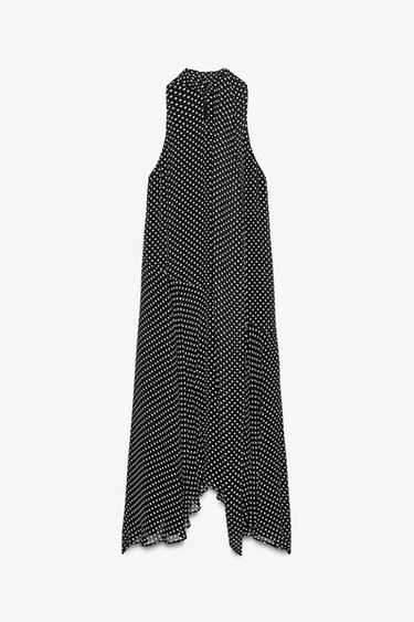 ZW COLLECTION HALTER POLKA DOT DRESS - Black / White by Zara - Image 6