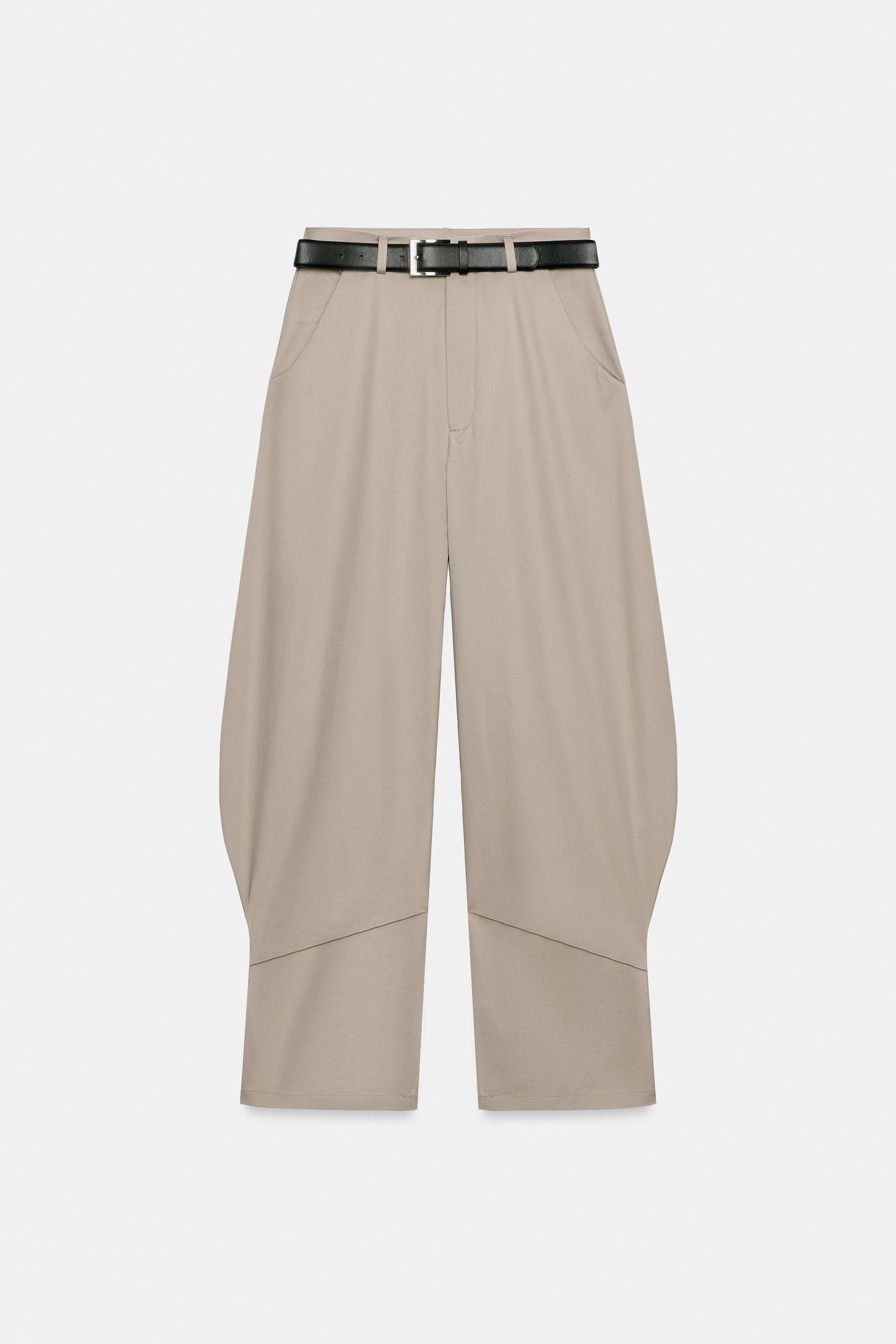 Женские брюки Zara BELTED VOLUME PANTS — фото 6