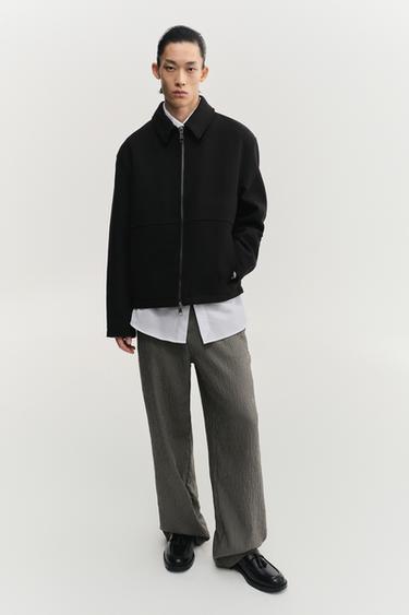 TEXTURED ZIP-UP JACKET - Black by Zara
