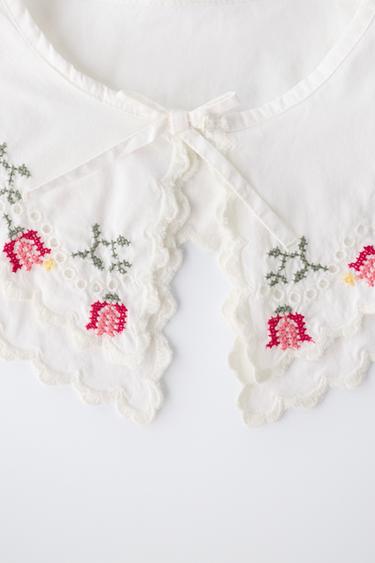 COL POPELINE BRODÉ POINT DE CROIX - Blanc de Zara - Image 2