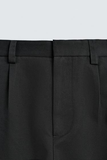 WIDE-LEG PLEATED TROUSERS - Black by Zara - Image 8