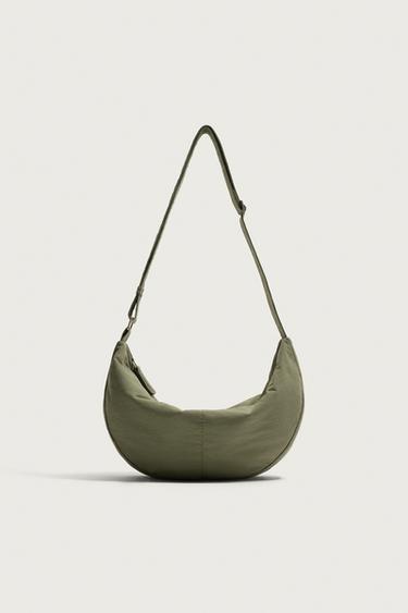SMALL NYLON SHOULDER BAG - Khaki Green by Zara