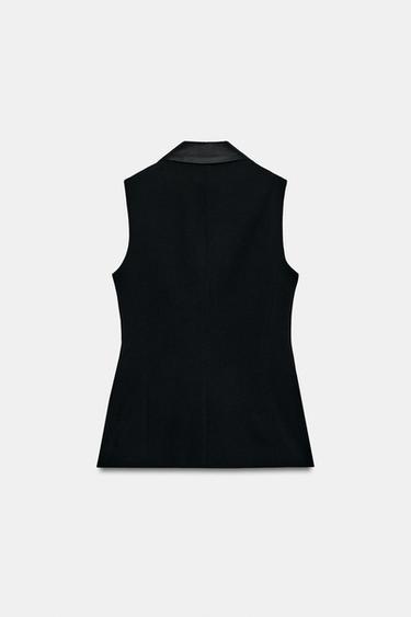 SATIN LAPEL WAISTCOAT - Black by Zara - Image 1