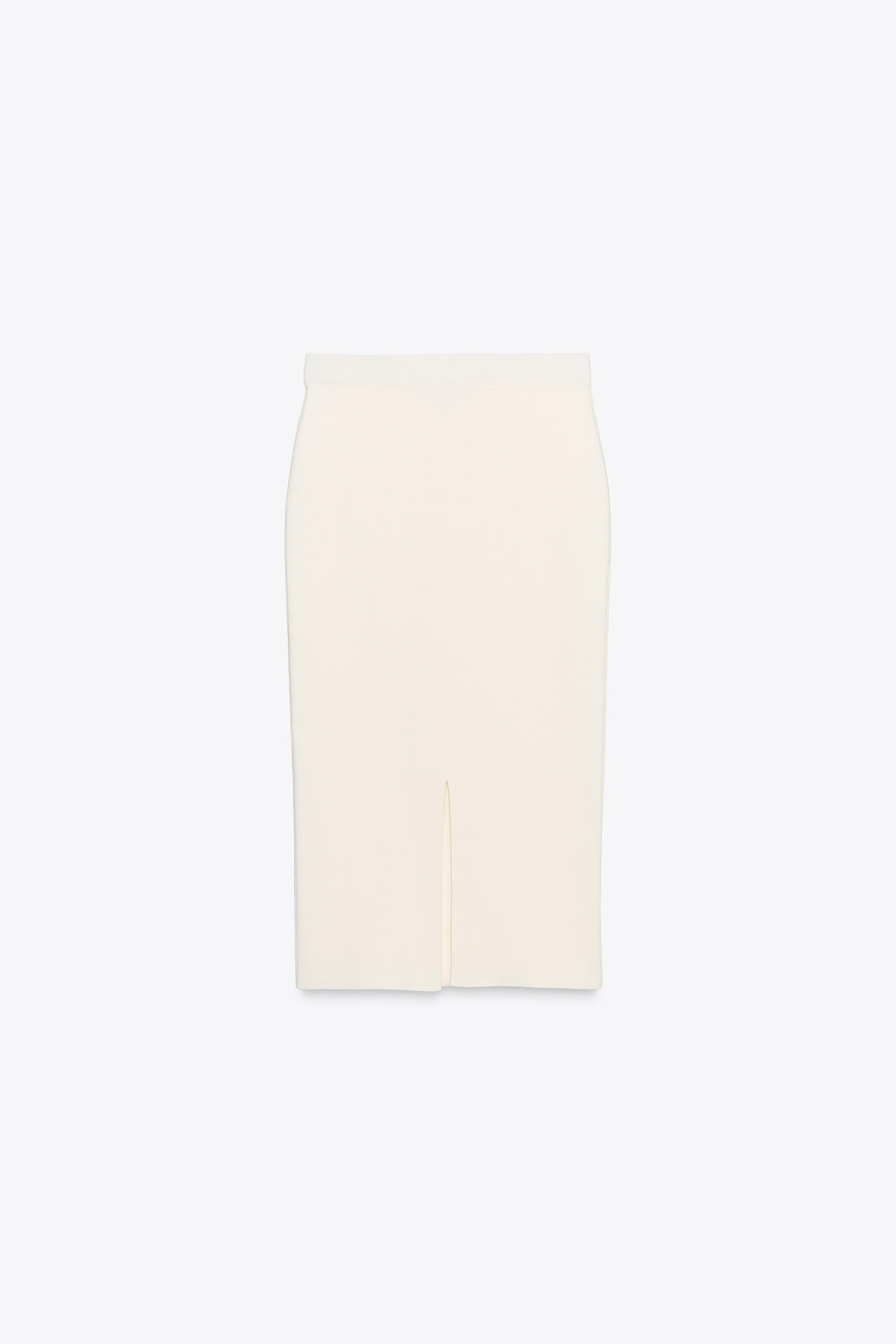 Pencil Skirt Zara Cream Leather Skirt KNIT MIDI SKIRT Ecru ZARA