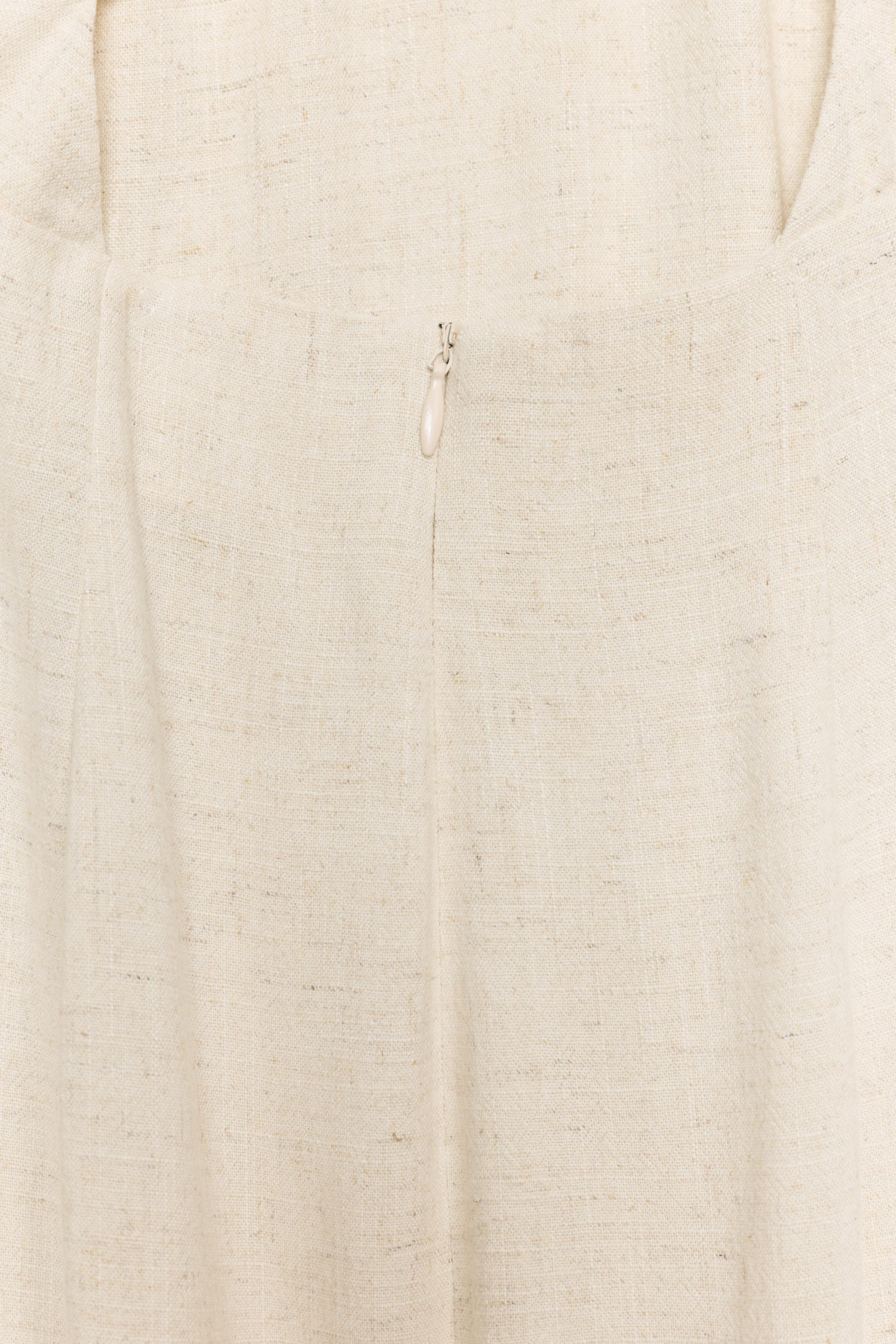 Женские платья Zara LINEN BLEND MIDI DRESS — фото 9