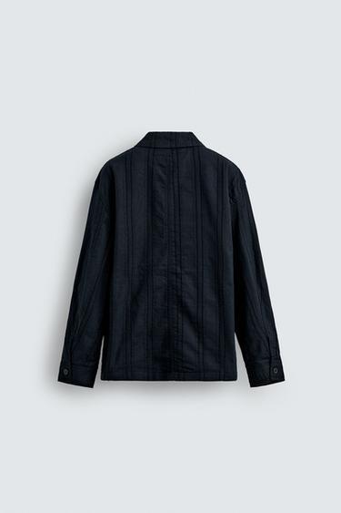 SURCHEMISE JACQUARD RAYURES - Bleu marine de Zara - Image 7