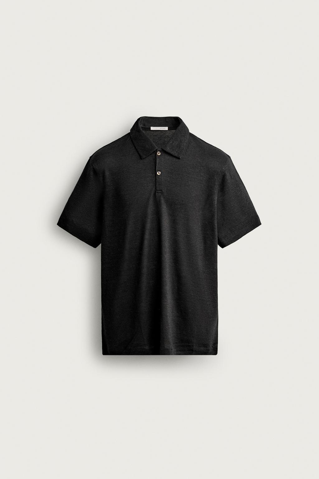 REGULAR FIT HEMP/VISCOSE POLO SHIRT