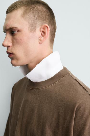 CAMISETA BÁSICA LAVADA - Marrón de Zara