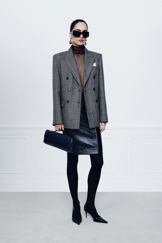 بليزر مزدوج الصدر 100% صوف ZW COLLECTION - أسود by Zara - Image 0