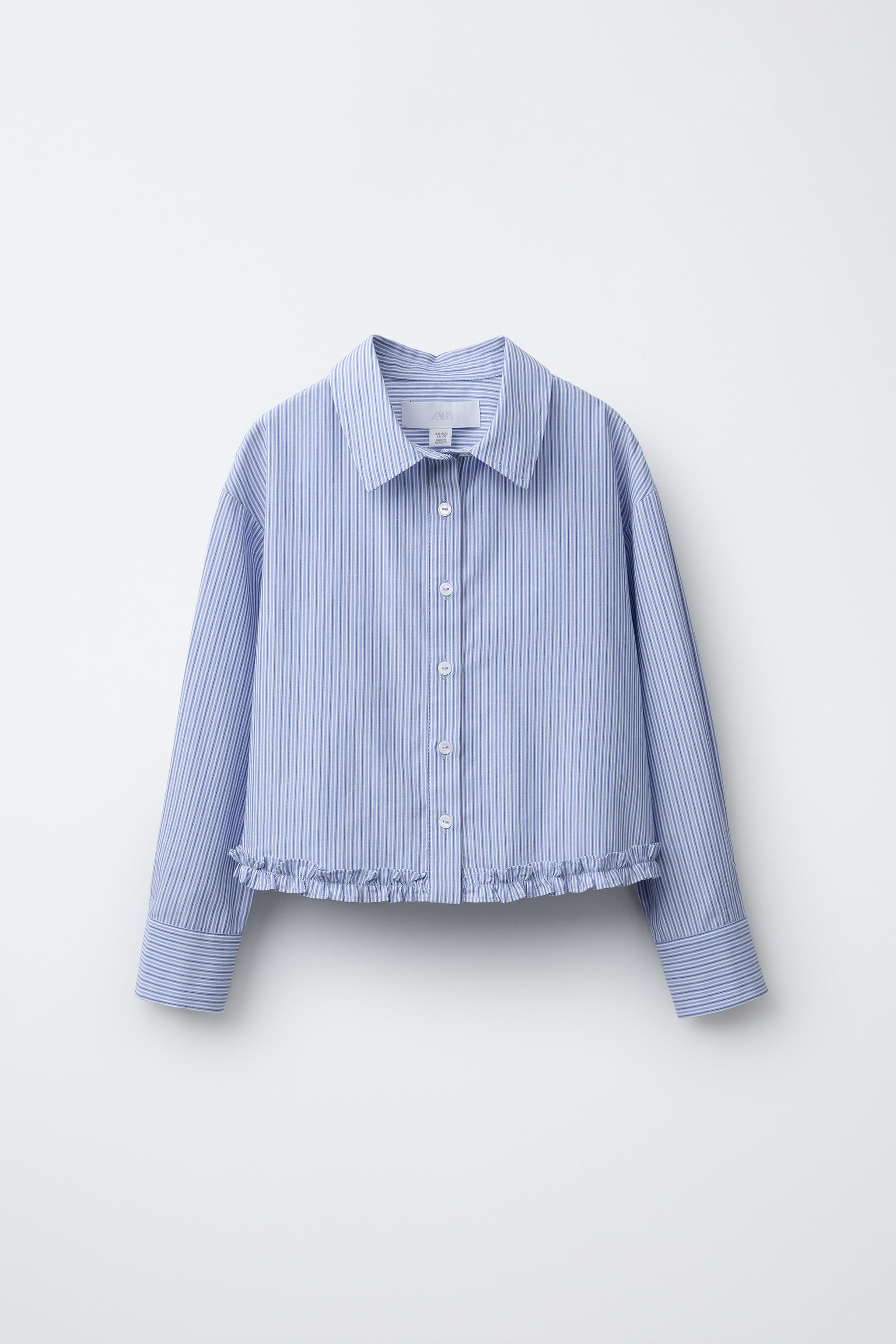CAMICIA A RIGHE CON VOLANT Blu/Bianco ZARA Italia Italy