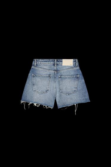 SHORTS Z1975 LOW WAIST MIT RISSEN - Blau von Zara