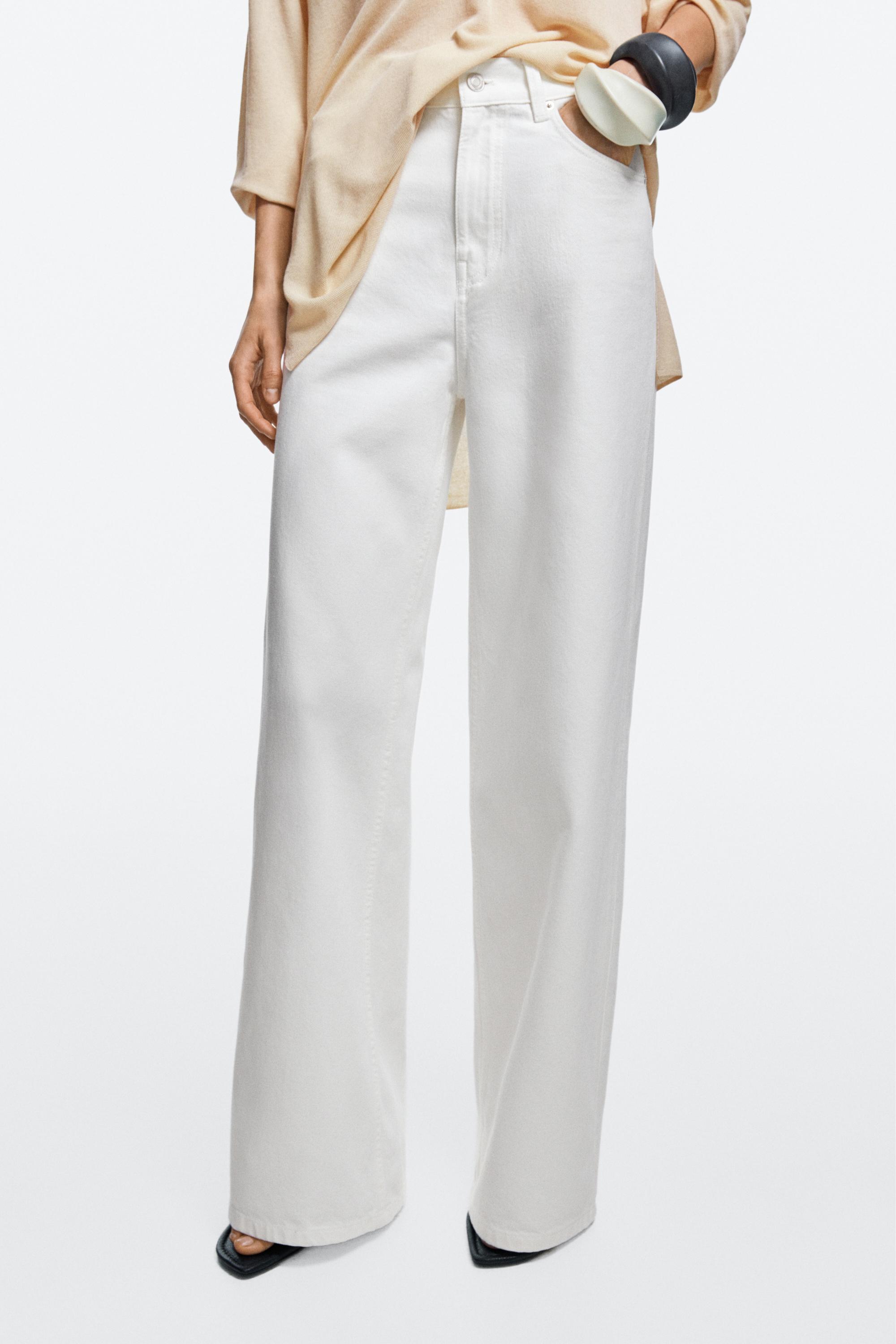 High-waist wide-leg jeans — Oyster-white