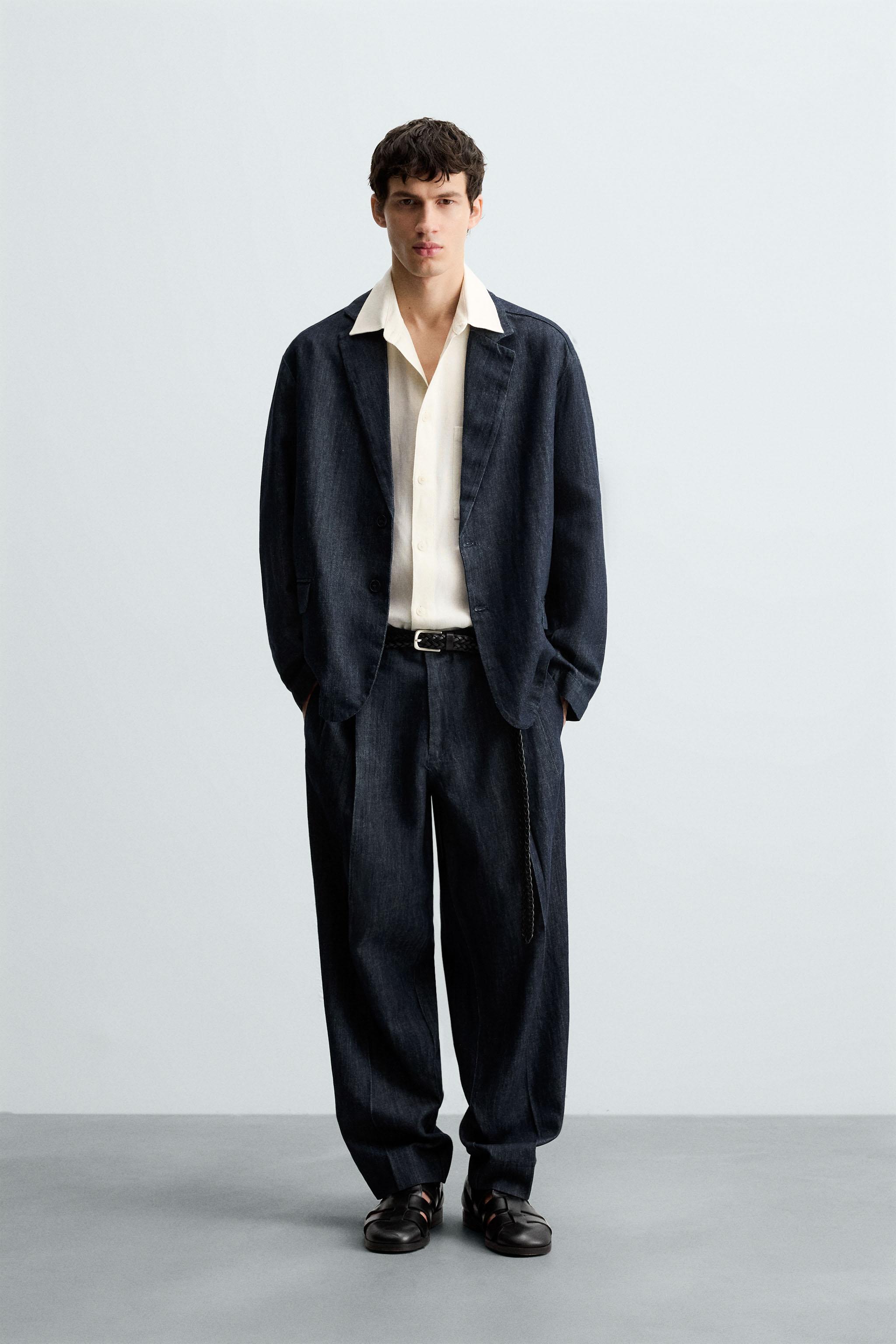 ZARA ブレザー ジャケット 紺色 テクスチャー スーツ ブレザー - ネイビーブルー | ZARA Japan