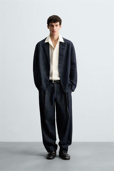 RELAXED FIT DENIM BLAZER - Indigo by Zara