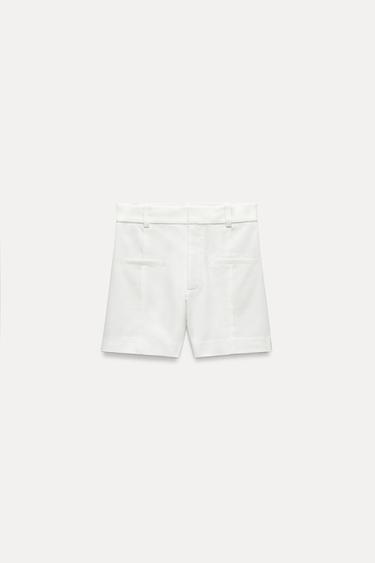 Zara POCKET SHORTS ZW COLLECTION - Ecru