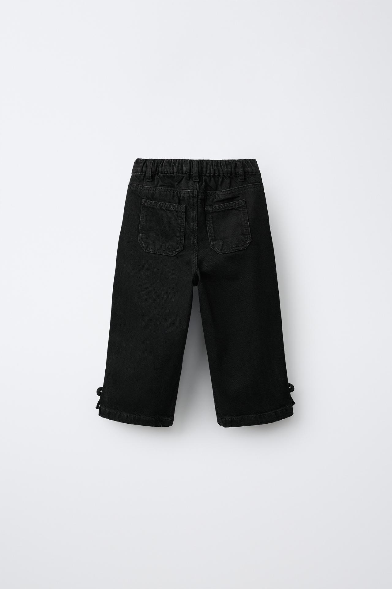 CULOTTE JEANS WITH BOW DETAIL — Black
