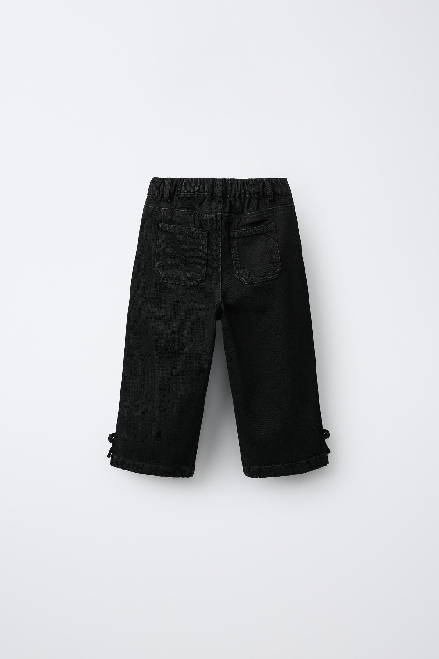 Детские джинсы Zara Culotte Jeans with Bow Detail, цвет: Чёрный — фото 3