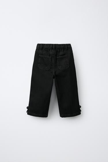 CULOTTE JEANS WITH BOW DETAIL — Black 2