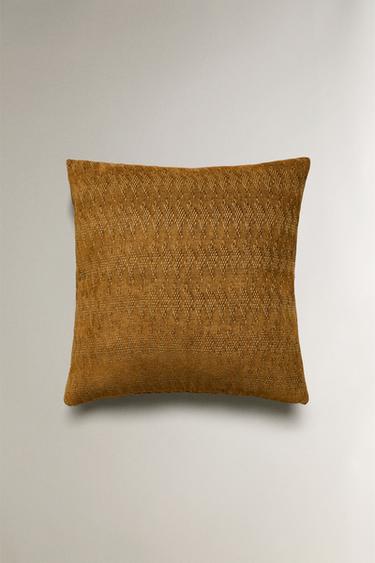 Zara CHENILLE CUSHION COVER - Ocher - Image 0