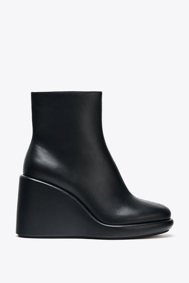 Zara WEDGE ANKLE BOOTS - Black