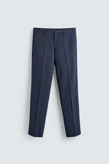 Zara 紋理西裝長褲 - 藍色 / 靛青色