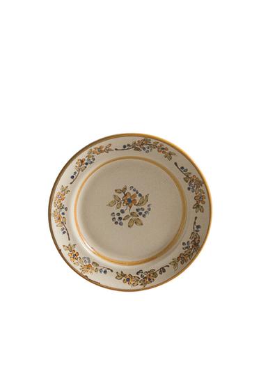 Zara FLORAL TERRACOTTA DESSERT PLATE - 米色