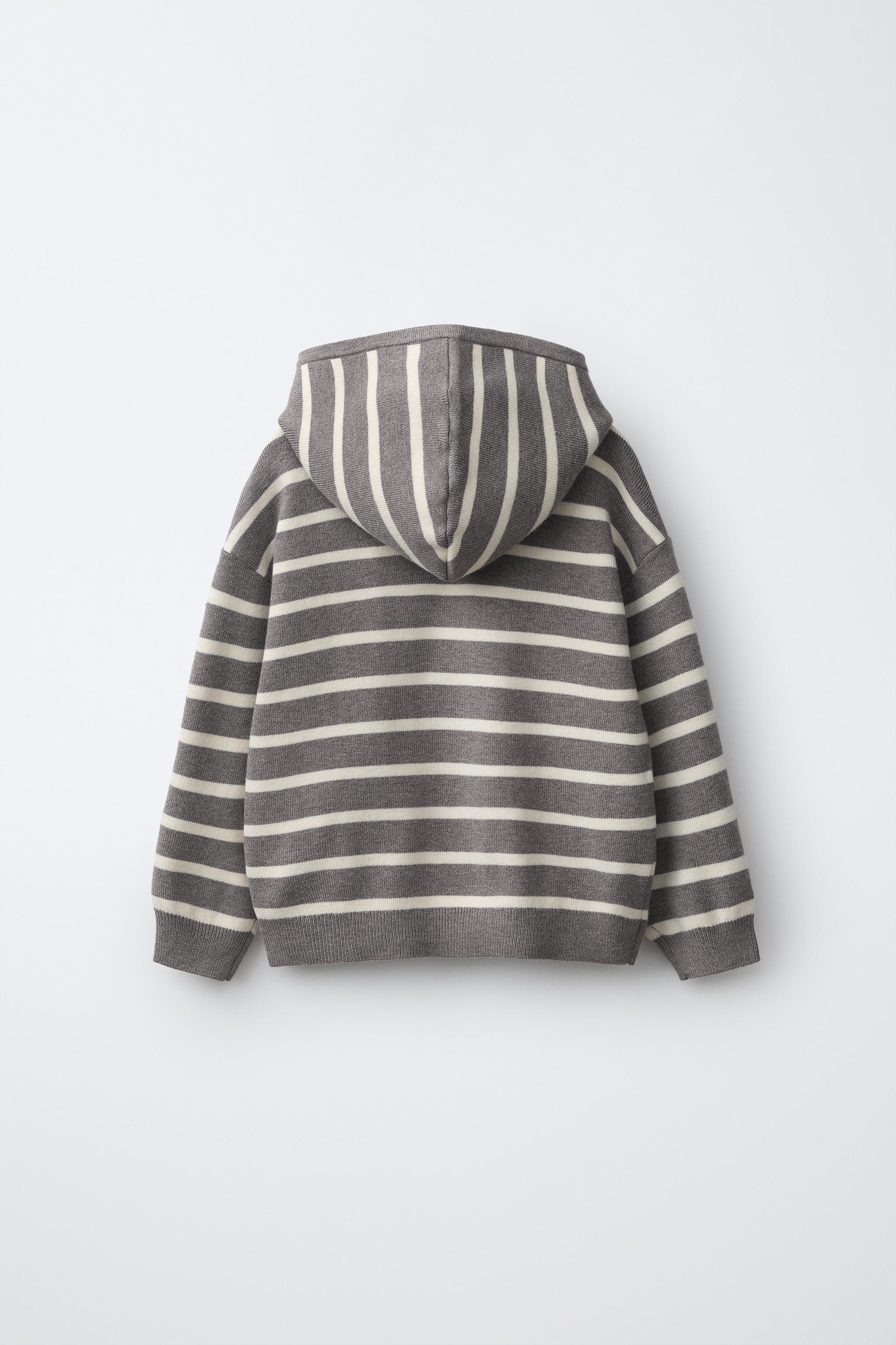STRIPED KNIT JUMPER WITH HOODIE