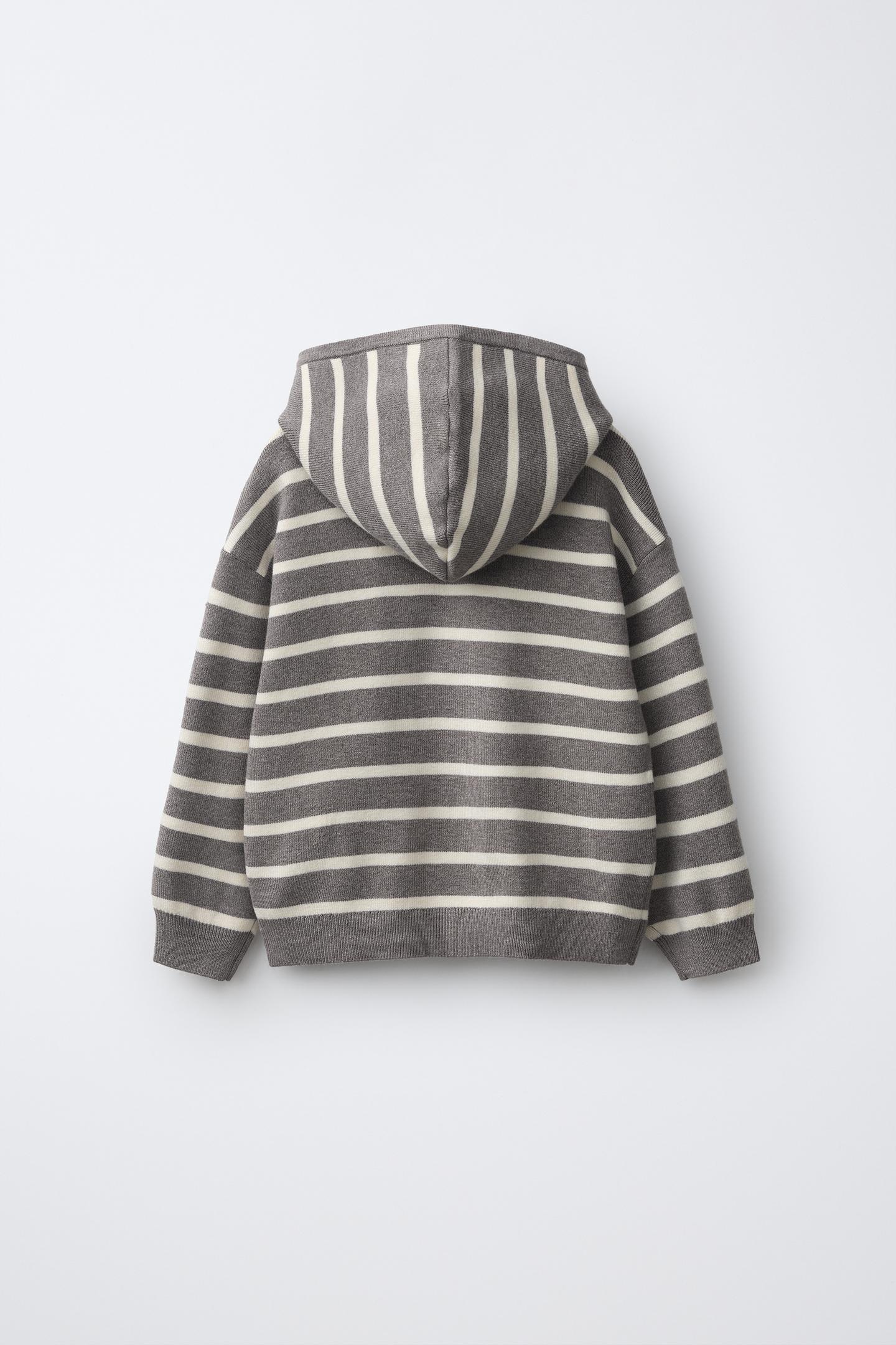 Детское худи Zara Striped Knit Jumper with, цвет: Коричневый / Серо-коричневый — фото 2